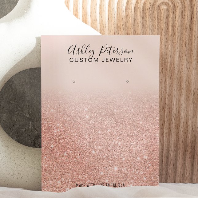 Blush rose gold glitter jewellery earring display business card (Creator Uploaded)
