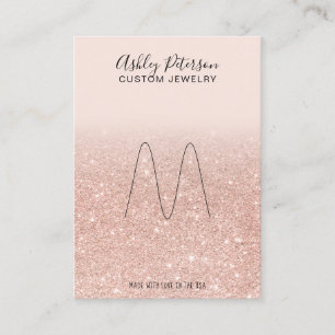 Blush rose gold glitter jewellery ring display business card
