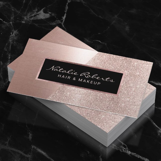 Blush Rose Gold Glitter Modern Beauty Salon Spa Business Card (Creator Uploaded)