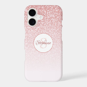 Blush Rose Gold Glitter Monogram