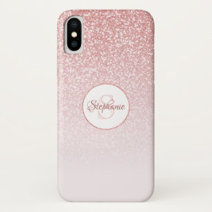 Blush Rose Gold Glitter Monogram Case-Mate iPhone Case