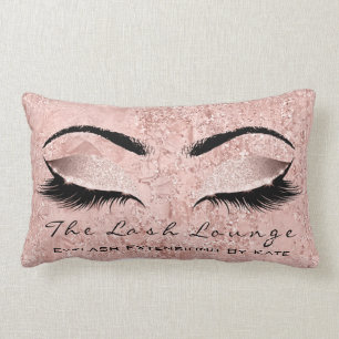 Blush Rose Gold Glitter Spa Makeup Lashes Beauty Lumbar Cushion
