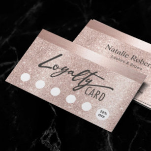 Blush Rose Gold Glitter Typography Beauty Salon Loyalty Card