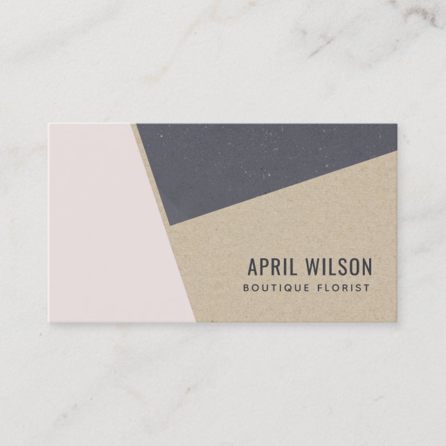 Blush Rose Gold Kraft Black Ceramic Geometric Business Card (Front)