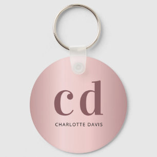 Blush rose gold monogram initials key ring