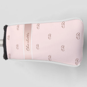 Blush rose gold monogram name initials golf head cover