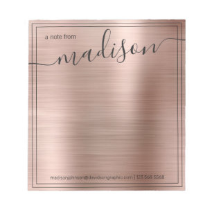 Blush Rose Gold Personalised Name From The Desk Of Notepad