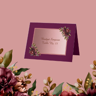 Blush Rose Gold - purple Floral Wedding Guest Card