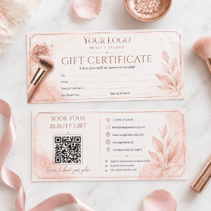 Blush Rose Gold QR Beauty Salon Gift Certificate