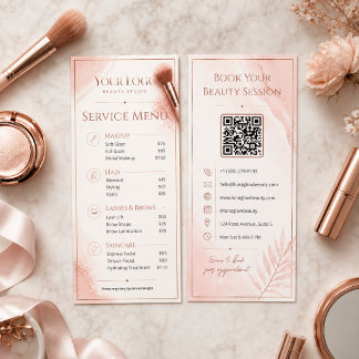 Blush Rose Gold QR Salon Price List Service Menu
