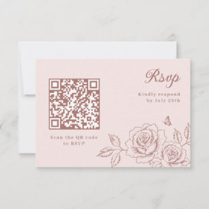 Blush Rose Gold Quinceañera RSVP QR Code Card