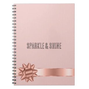 Blush Rose Gold Ribbon Bow Notebook