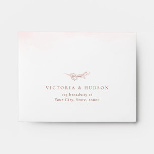 Blush Rose gold simple botanical wedding RSVP Envelope