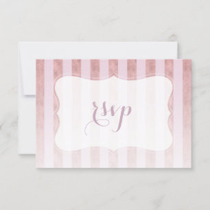 Blush Rose Gold Stripes Wedding RSVP Card