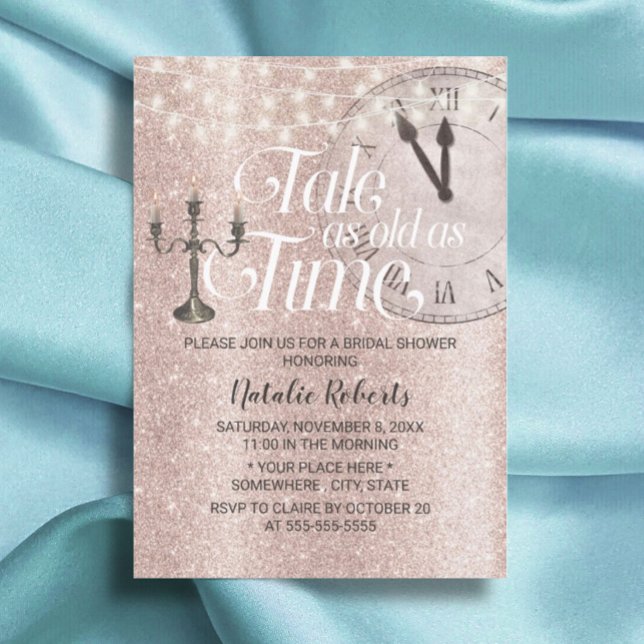 Blush Rose Gold Tale as Old as Time Bridal Shower Invitation (Creator Uploaded)