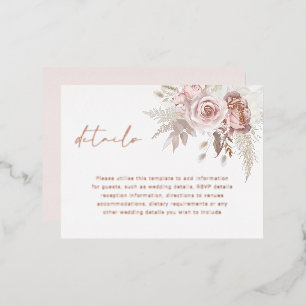 Blush  & Rose Gold Wedding Details Enclosure Card