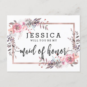 Blush & Rose Gold Will You Be My Maid of Honour Invitation