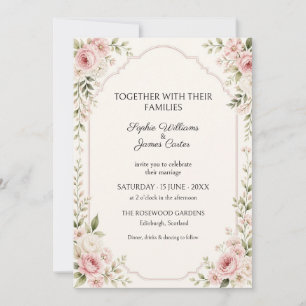 Blush Rose Greenery Wedding Invitation