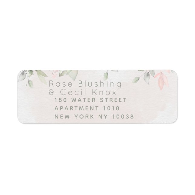 Blush Rose Greenery Wedding Return Address (Front)