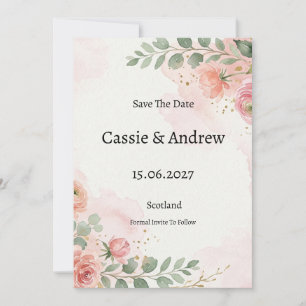 Blush Rose Greenery Wedding Save The Date