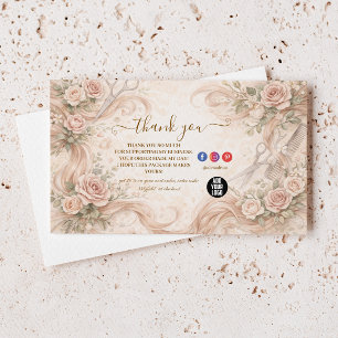 Blush Rose Hair Studio Illustration Thank You Card
