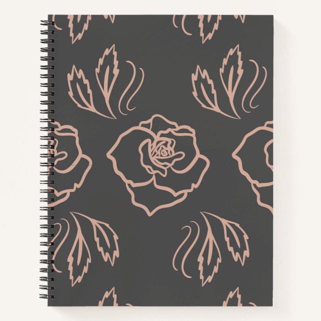Blush Rose Line Art / Elegant Floral Notebook (Front)