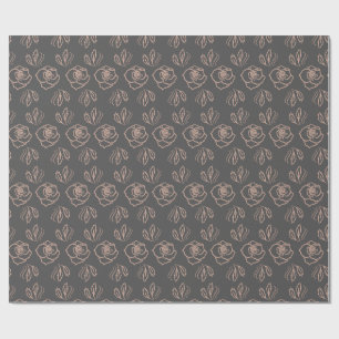 Blush Rose Line Art / Elegant Floral Wrapping Paper