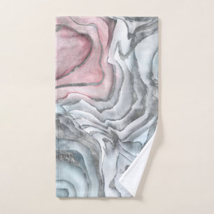 Blush rose marble - pastel pinks and silver bath towel set