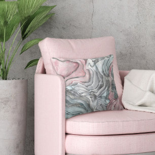 Blush rose marble - pastel pinks and silver cushion