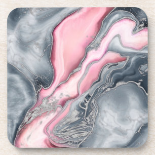 Blush rose marble - pastel pinks, grey and silver coaster