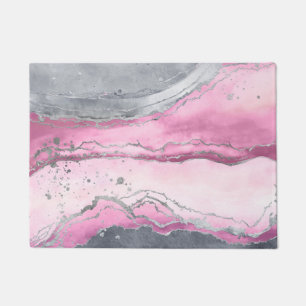 Blush rose marble - pastel pinks, grey and silver doormat