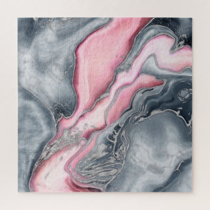 Blush rose marble - pastel pinks, grey and silver jigsaw puzzle