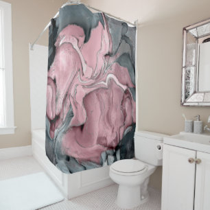 Blush rose marble - pastel pinks, grey and silver shower curtain