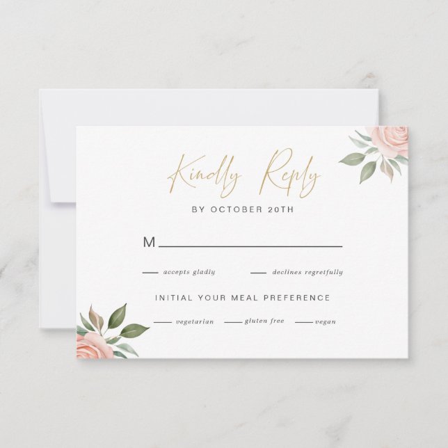 Blush Rose Minimalist Wedding Response Card (Front)