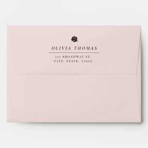 Blush rose minimalist wedding return address envelope