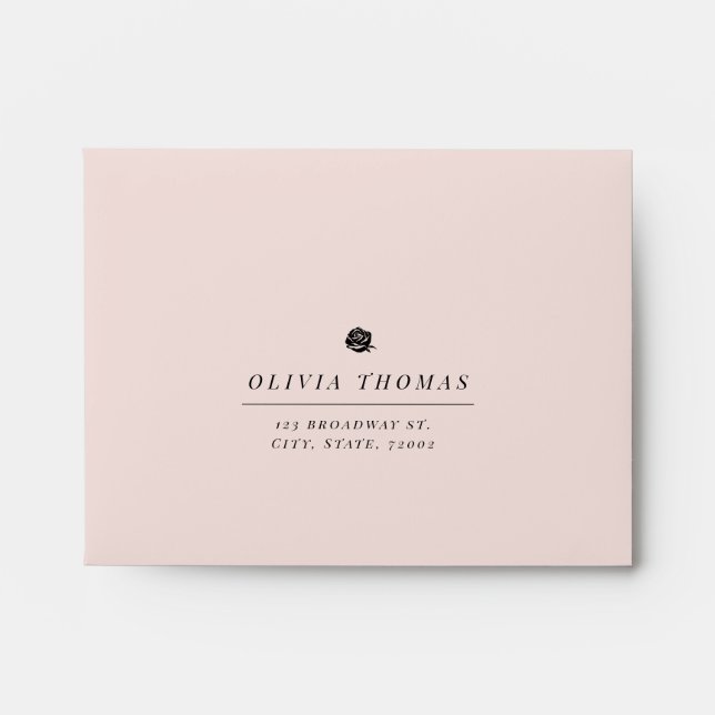 Blush rose minimalist wedding RSVP Envelope (Front)