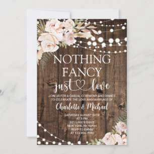 Blush Rose Nothing Fancy Just Love Wedding Invitation