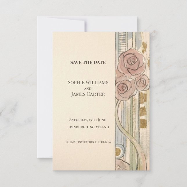 Blush Rose Nouveau Save The Date (Front)
