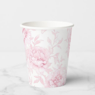 Blush Rose Outline Garden Party Paper Cups