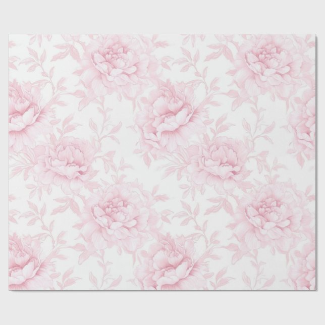 Blush Rose Outline Gift Wrap (Flat)