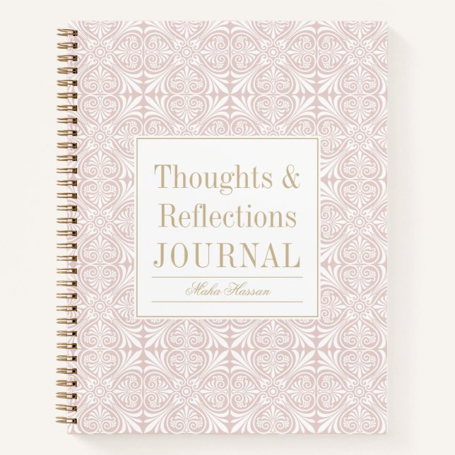 Blush Rose Pattern Journal | Custom Title & Name (Front)