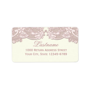 Blush Rose Pink Floral Lace Vintage Design Label