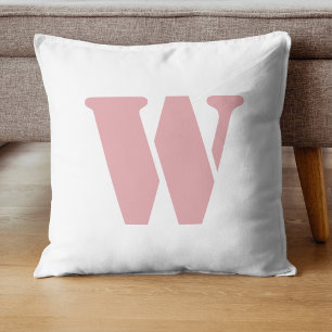 Blush Rose Pink Minimalist Family Monogram Letter  Cushion