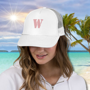 Blush Rose Pink Minimalist Family Monogram Letter  Trucker Hat