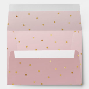 Blush Rose Pink Ombre Gold Confetti Sparkle Envelopes
