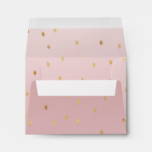 Blush Rose Pink Ombre Gold Leaves Envelopes