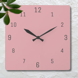 Blush Rose Pink Solid Colour Classic Elegant Square Wall Clock