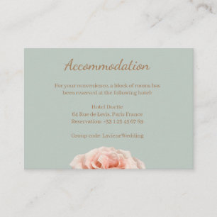 Blush rose sage wedding hotel enclosure card