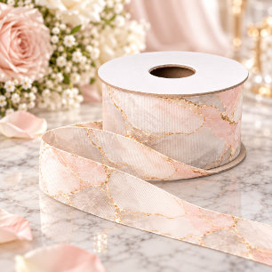 Blush Rose & Silver Kintsugi Grosgrain Ribbon