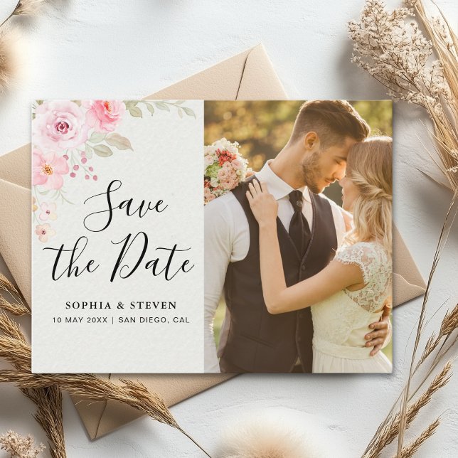 Blush Rose-Themed Elegant Wedding Postcard (Creator Uploaded)